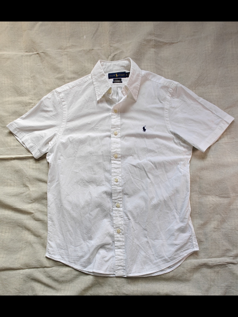 Ralph Lauren White Short Sleeve Button-Down Polo Logo Shirt Size S